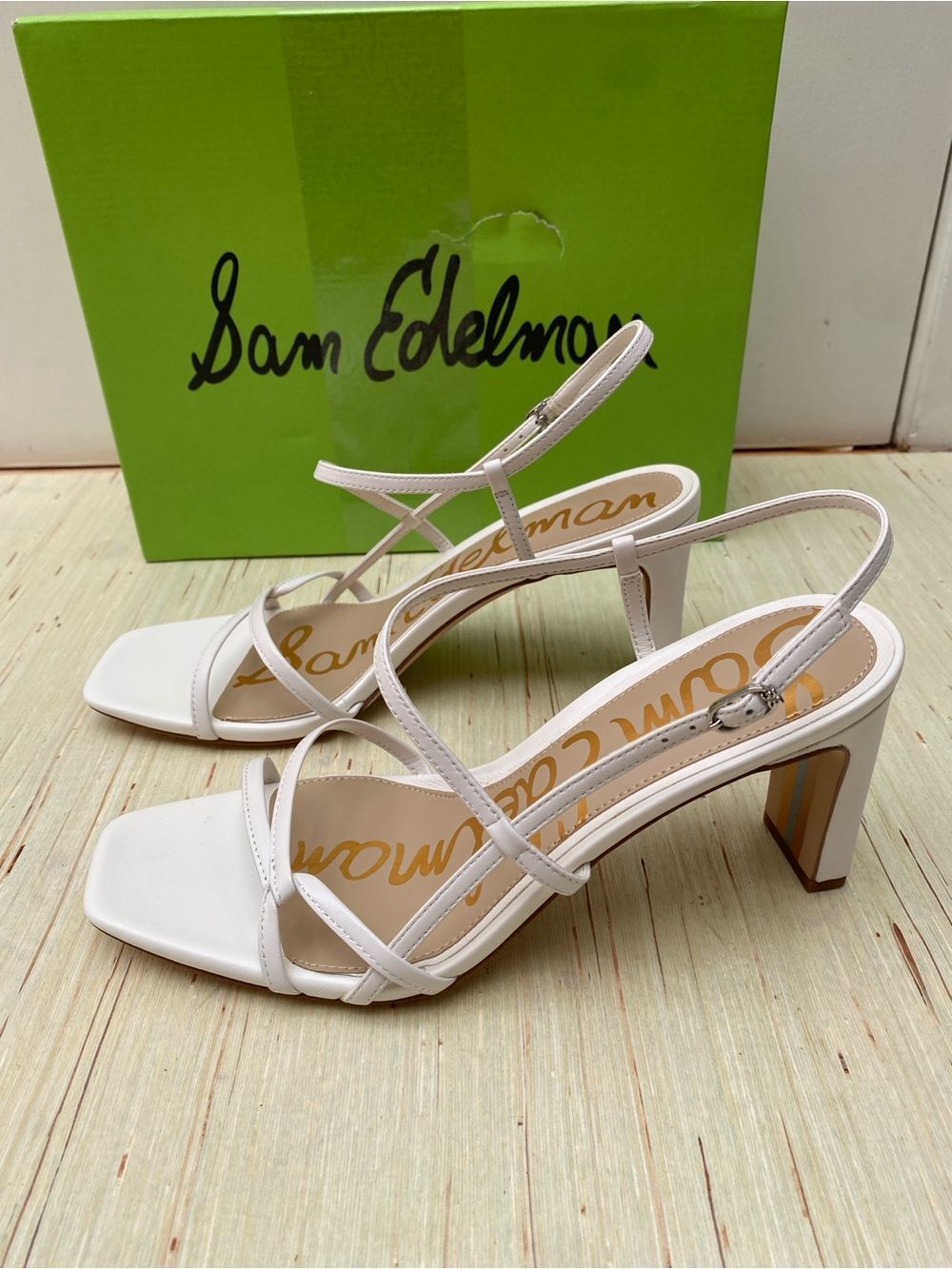 NWT Sam Edelman Emmie Leather Strappy Heels White Size 9.5